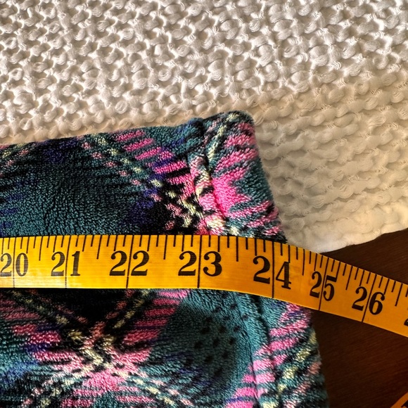 Victoria‎ Secret size medium/Lge plush pink teal blue  plaid mini robe w belt - Picture 12 of 12